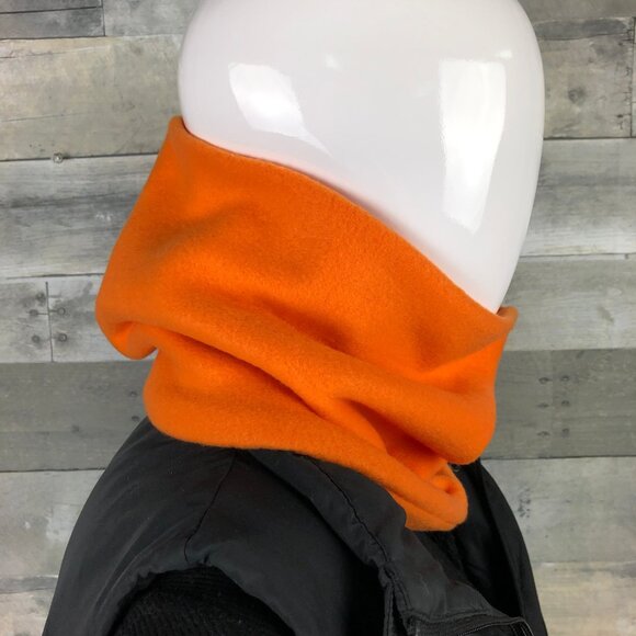 Orange gaiter neckwarmer fleece Scarf Tube Earmuff Gator Cowl Turtle Ski cowl - Picture 2 of 10